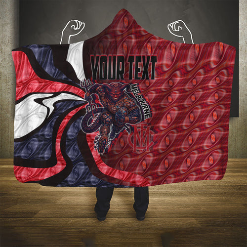 Personalised Melbourne Demons Hooded Blanket Trippy Psychedelic Abstract Art Mascot Football Fans