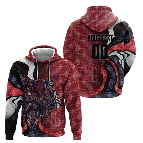 Personalised Melbourne Demons Hoodie Trippy Psychedelic Abstract Art Mascot Football Fans