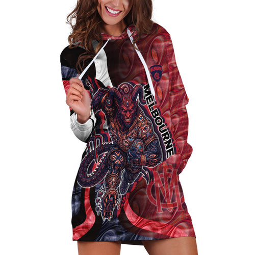 Personalised Melbourne Demons Hoodie Dress Trippy Psychedelic Abstract Art Mascot Football Fans