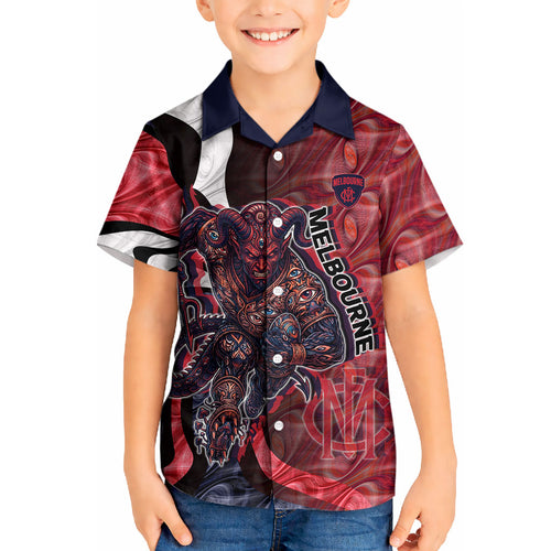 Personalised Melbourne Demons Kid Hawaiian Shirt Trippy Psychedelic Abstract Art Mascot Football Fans