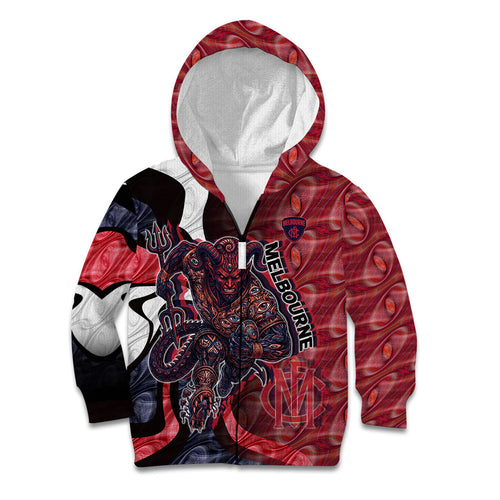 Personalised Melbourne Demons Kid Hoodie Trippy Psychedelic Abstract Art Mascot Football Fans