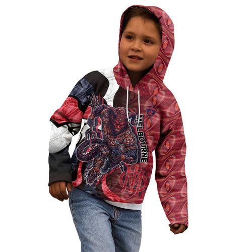 Personalised Melbourne Demons Kid Hoodie Trippy Psychedelic Abstract Art Mascot Football Fans