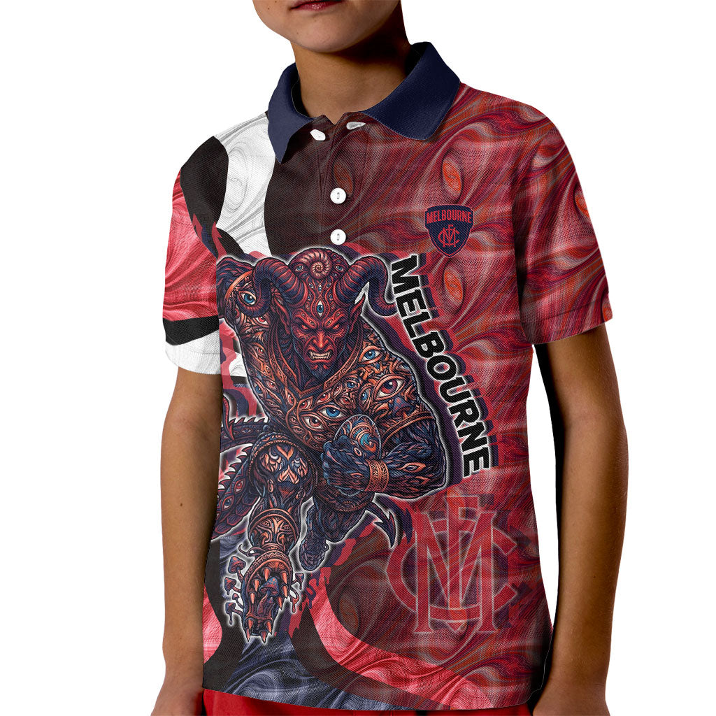 Personalised Melbourne Demons Kid Polo Shirt Trippy Psychedelic Abstract Art Mascot Football Fans
