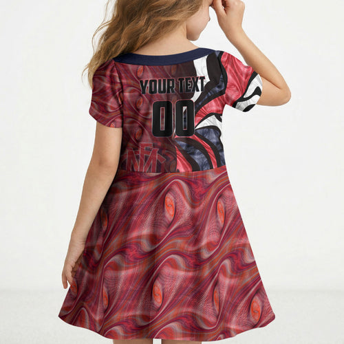 Personalised Melbourne Demons Kid Short Sleeve Dress Trippy Psychedelic Abstract Art Mascot Football Fans