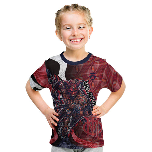 Personalised Melbourne Demons Kid T Shirt Trippy Psychedelic Abstract Art Mascot Football Fans