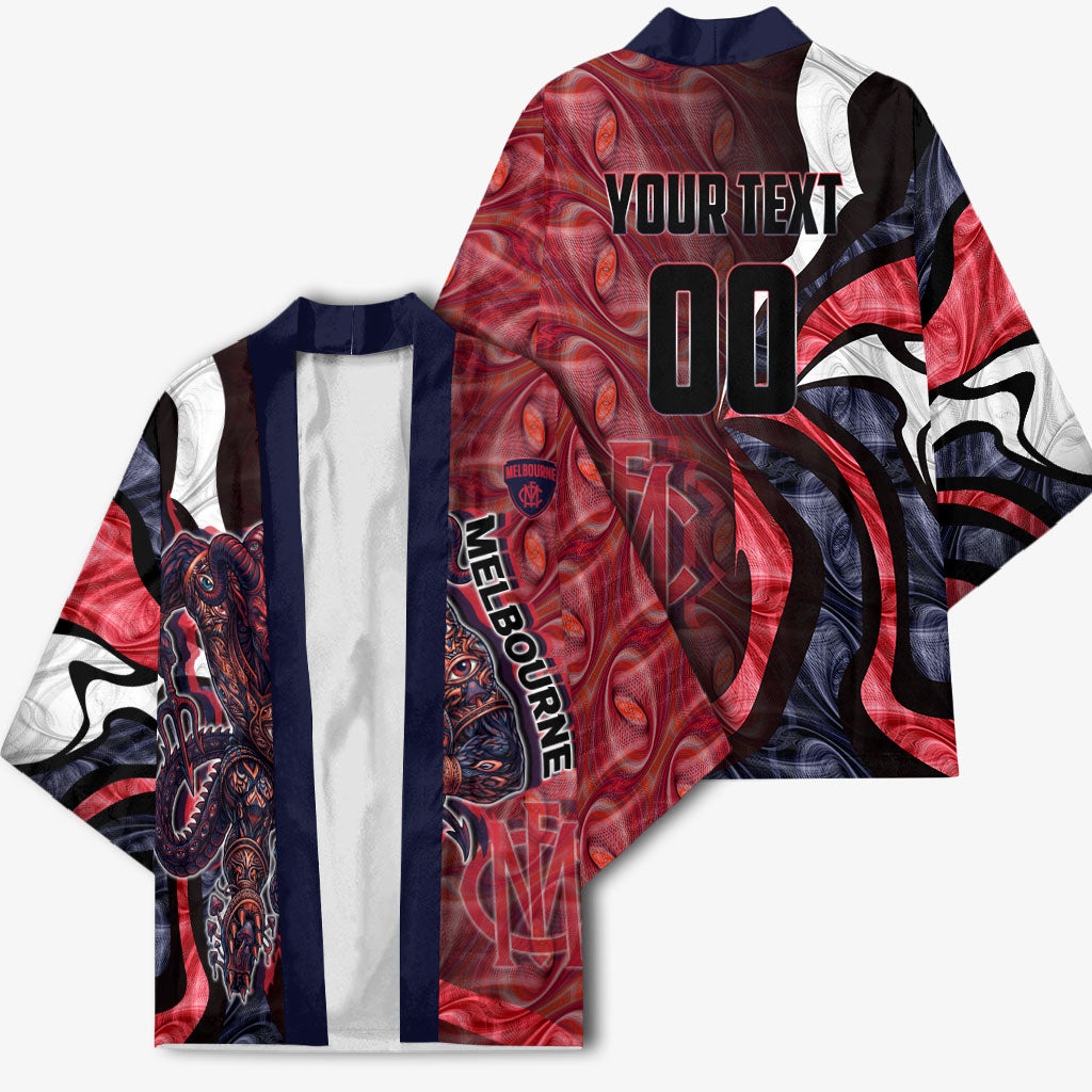 Personalised Melbourne Demons Kimono Trippy Psychedelic Abstract Art Mascot Football Fans