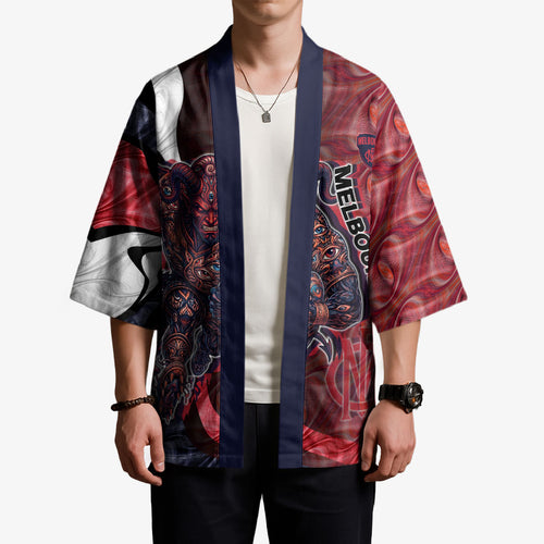 Personalised Melbourne Demons Kimono Trippy Psychedelic Abstract Art Mascot Football Fans