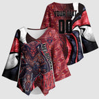Personalised Melbourne Demons Kimono Sleeve Blouse Trippy Psychedelic Abstract Art Mascot Football Fans