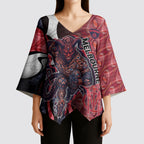 Personalised Melbourne Demons Kimono Sleeve Blouse Trippy Psychedelic Abstract Art Mascot Football Fans
