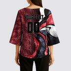Personalised Melbourne Demons Kimono Sleeve Blouse Trippy Psychedelic Abstract Art Mascot Football Fans