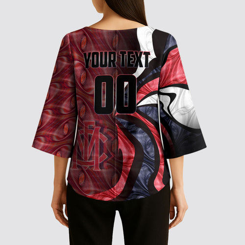 Personalised Melbourne Demons Kimono Sleeve Blouse Trippy Psychedelic Abstract Art Mascot Football Fans