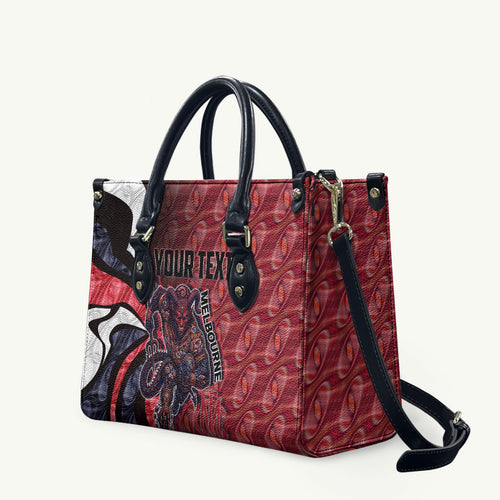 Personalised Melbourne Demons Leather Bag Trippy Psychedelic Abstract Art Mascot Football Fans