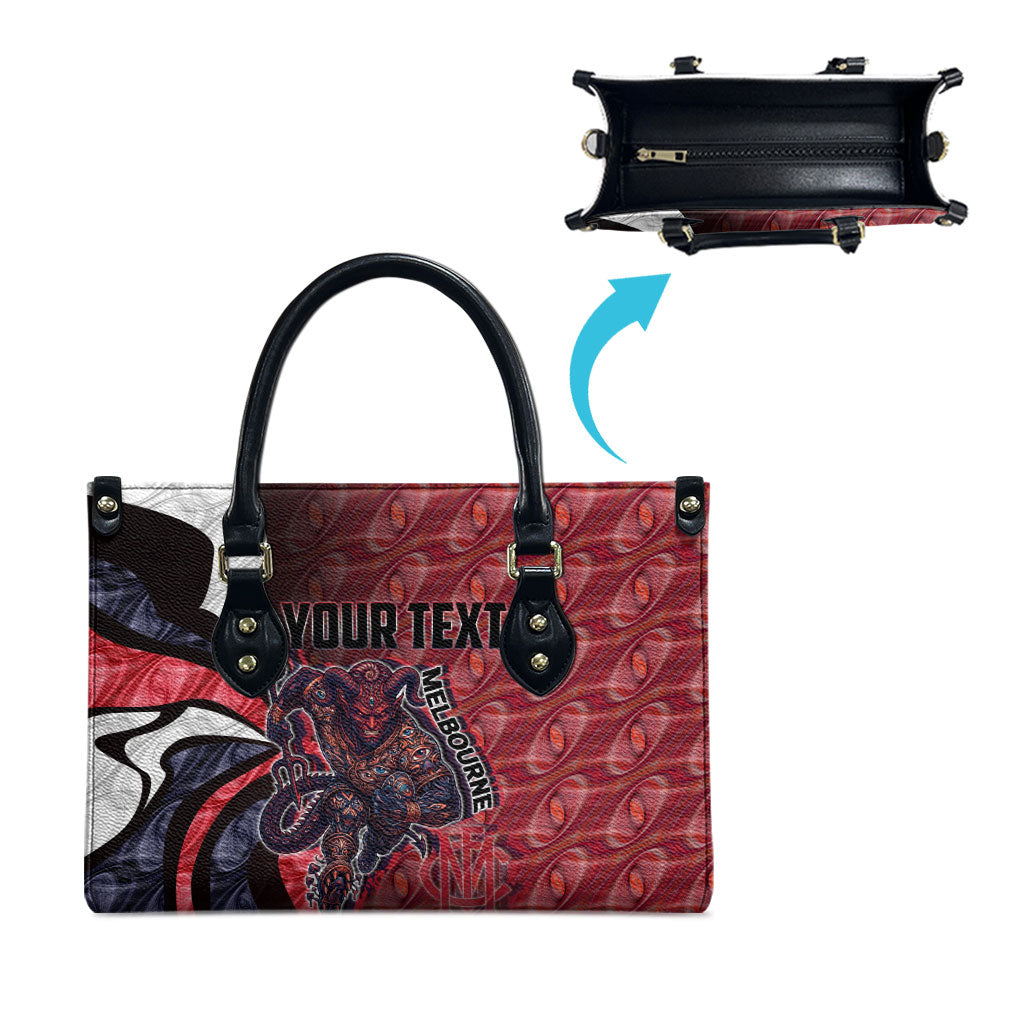 Personalised Melbourne Demons Leather Bag Trippy Psychedelic Abstract Art Mascot Football Fans