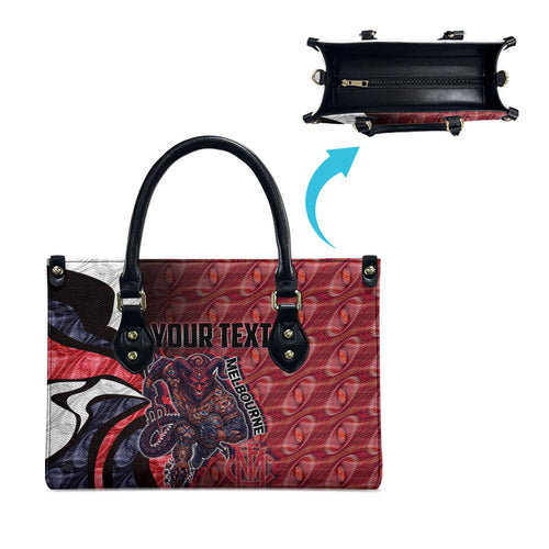 Personalised Melbourne Demons Leather Bag Trippy Psychedelic Abstract Art Mascot Football Fans