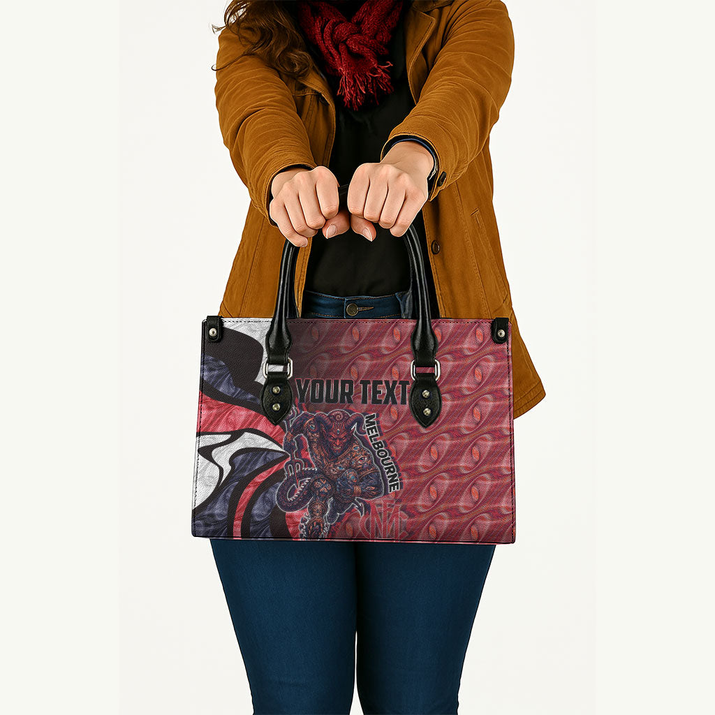 Personalised Melbourne Demons Leather Bag Trippy Psychedelic Abstract Art Mascot Football Fans