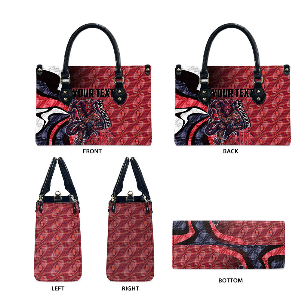 Personalised Melbourne Demons Leather Bag Trippy Psychedelic Abstract Art Mascot Football Fans