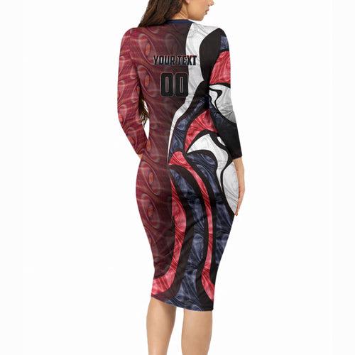 Personalised Melbourne Demons Long Sleeve Bodycon Dress Trippy Psychedelic Abstract Art Mascot Football Fans
