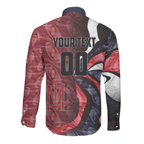 Personalised Melbourne Demons Long Sleeve Button Shirt Trippy Psychedelic Abstract Art Mascot Football Fans
