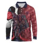Personalised Melbourne Demons Long Sleeve Polo Shirt Trippy Psychedelic Abstract Art Mascot Football Fans