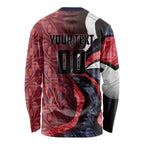 Personalised Melbourne Demons Long Sleeve Shirt Trippy Psychedelic Abstract Art Mascot Football Fans