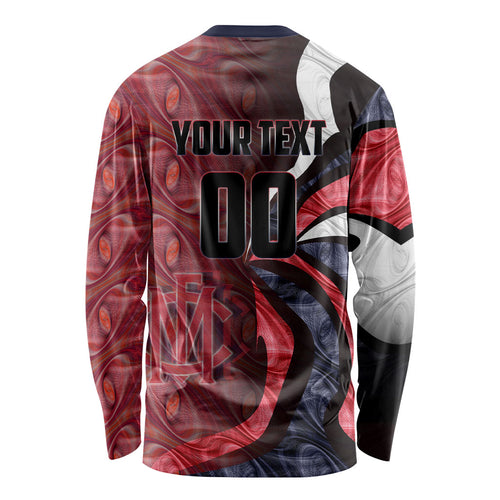 Personalised Melbourne Demons Long Sleeve Shirt Trippy Psychedelic Abstract Art Mascot Football Fans