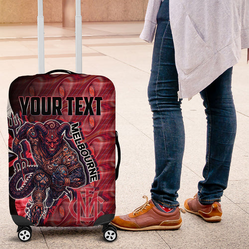 Personalised Melbourne Demons Luggage Cover Trippy Psychedelic Abstract Art Mascot Football Fans