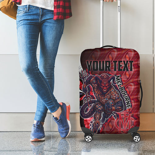 Personalised Melbourne Demons Luggage Cover Trippy Psychedelic Abstract Art Mascot Football Fans