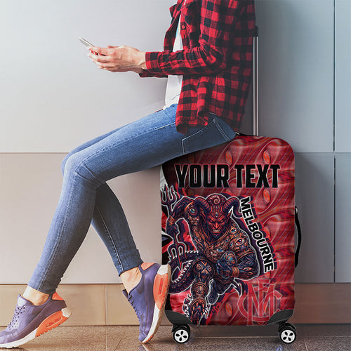 Personalised Melbourne Demons Luggage Cover Trippy Psychedelic Abstract Art Mascot Football Fans