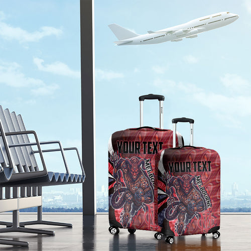 Personalised Melbourne Demons Luggage Cover Trippy Psychedelic Abstract Art Mascot Football Fans