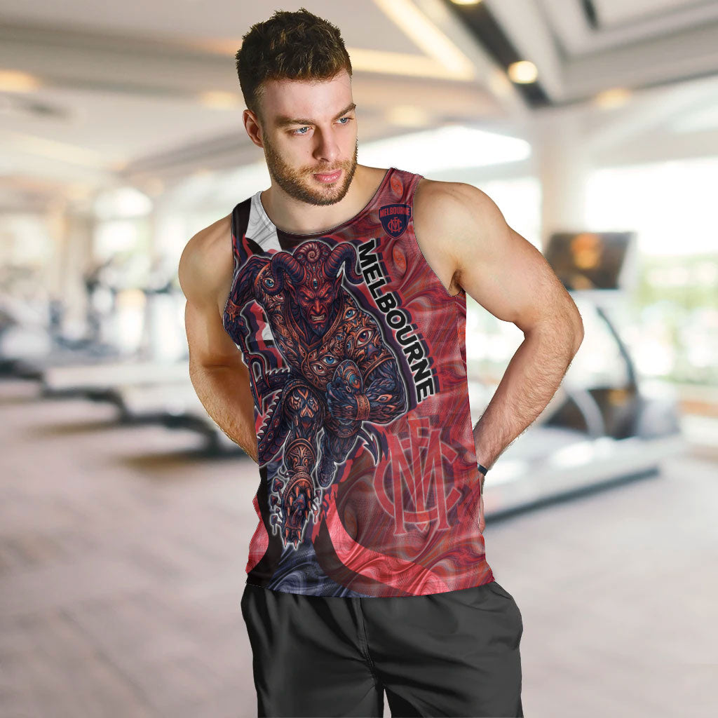 Personalised Melbourne Demons Men Tank Top Trippy Psychedelic Abstract Art Mascot Football Fans