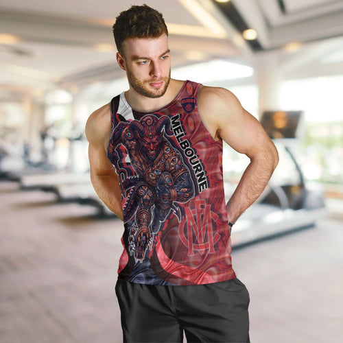 Personalised Melbourne Demons Men Tank Top Trippy Psychedelic Abstract Art Mascot Football Fans