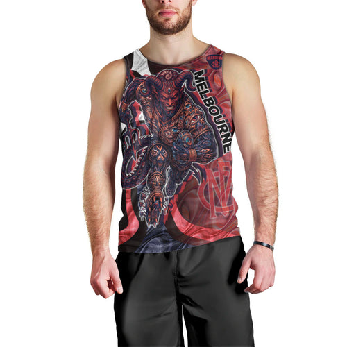 Personalised Melbourne Demons Men Tank Top Trippy Psychedelic Abstract Art Mascot Football Fans