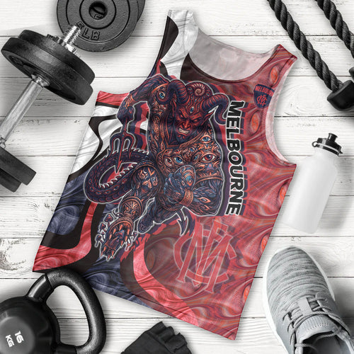 Personalised Melbourne Demons Men Tank Top Trippy Psychedelic Abstract Art Mascot Football Fans