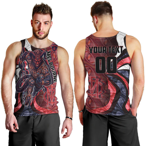 Personalised Melbourne Demons Men Tank Top Trippy Psychedelic Abstract Art Mascot Football Fans