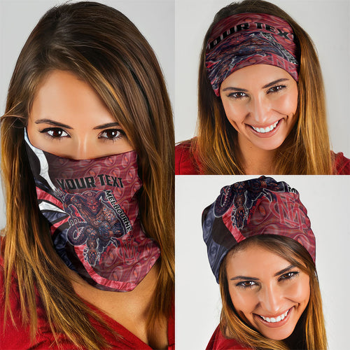 Personalised Melbourne Demons Neck Gaiter Trippy Psychedelic Abstract Art Mascot Football Fans