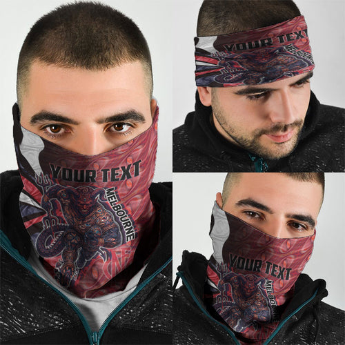 Personalised Melbourne Demons Neck Gaiter Trippy Psychedelic Abstract Art Mascot Football Fans
