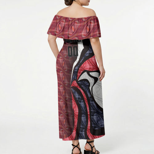 Personalised Melbourne Demons Off Shoulder Maxi Dress Trippy Psychedelic Abstract Art Mascot Football Fans