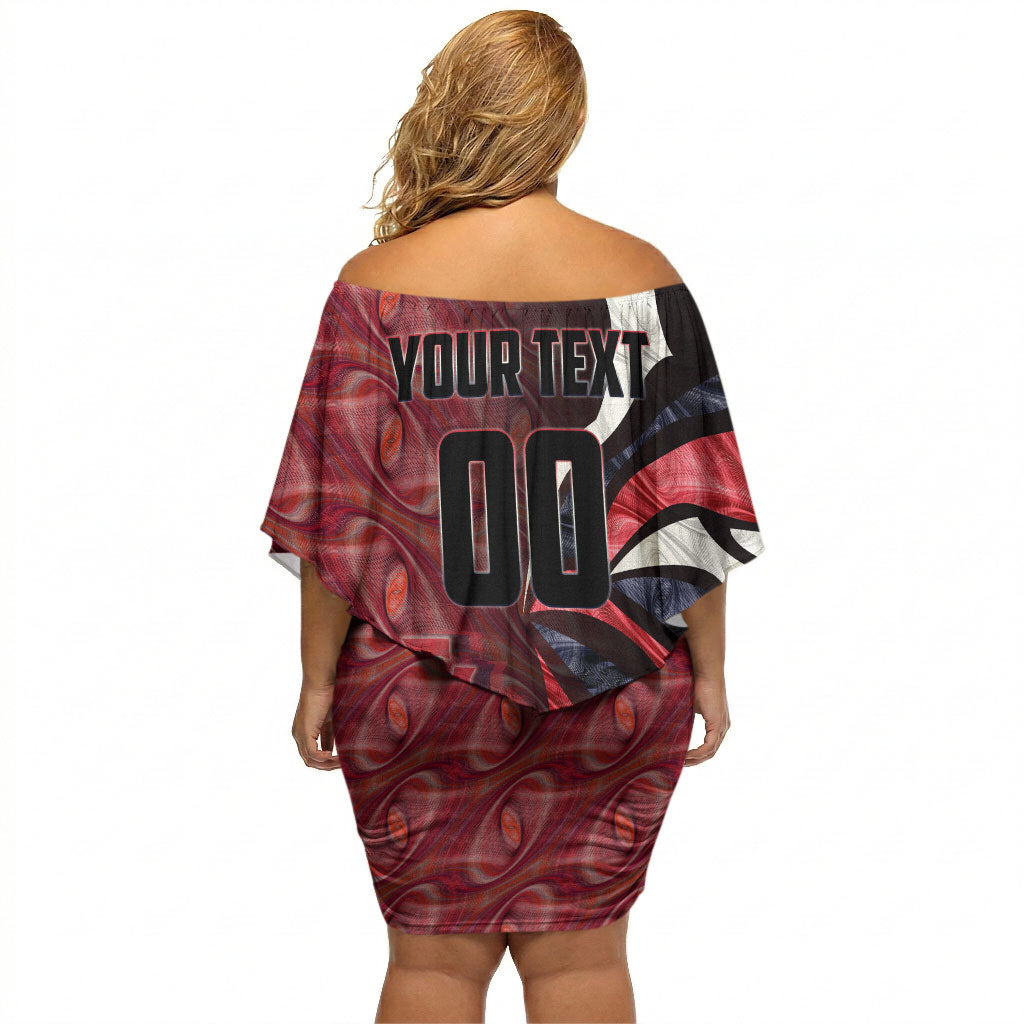 Personalised Melbourne Demons Off Shoulder Short Dress Trippy Psychedelic Abstract Art Mascot Football Fans