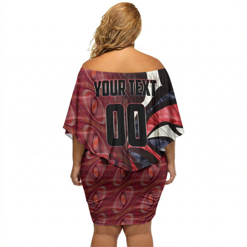 Personalised Melbourne Demons Off Shoulder Short Dress Trippy Psychedelic Abstract Art Mascot Football Fans