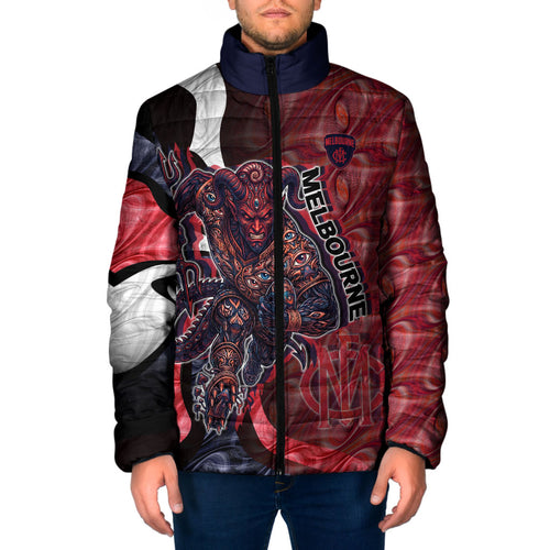 Personalised Melbourne Demons Padded Jacket Trippy Psychedelic Abstract Art Mascot Football Fans