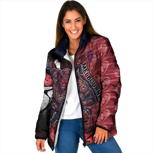 Personalised Melbourne Demons Padded Jacket Trippy Psychedelic Abstract Art Mascot Football Fans