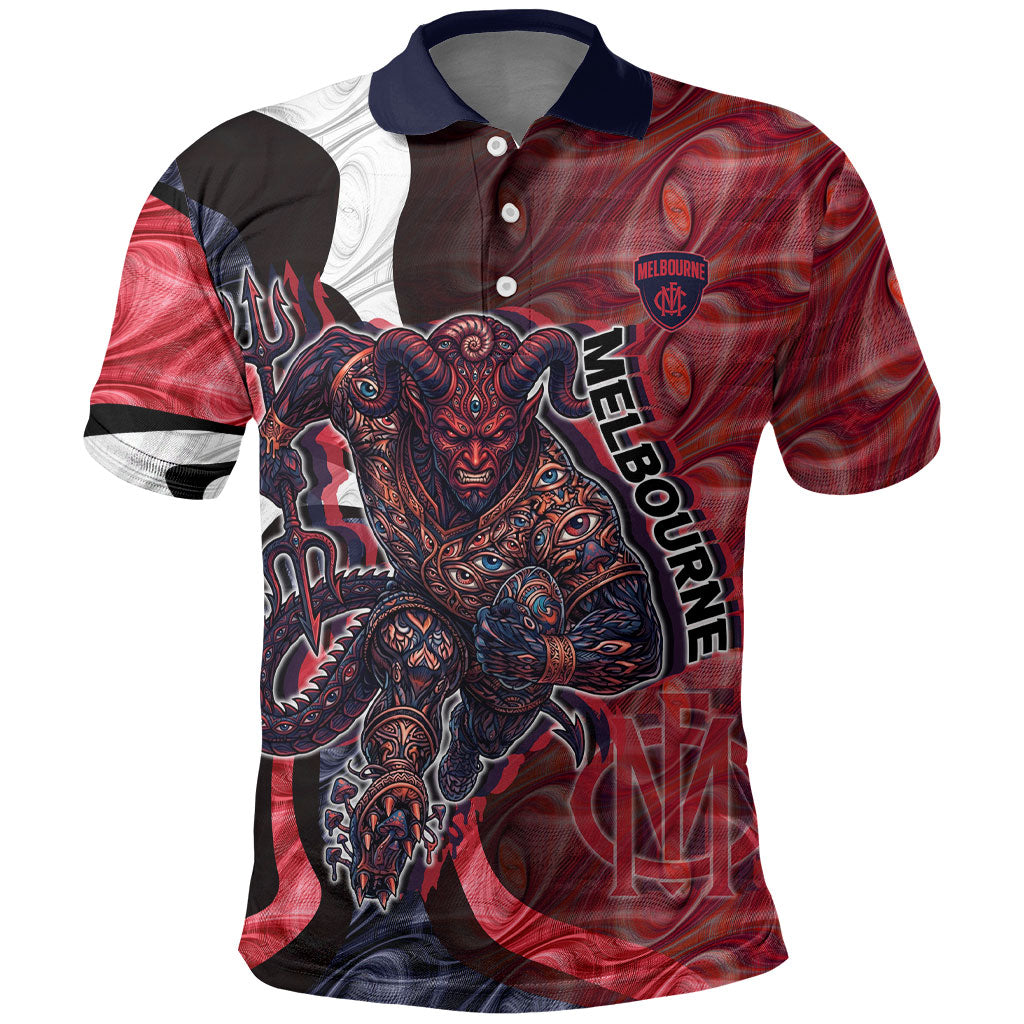 Personalised Melbourne Demons Polo Shirt Trippy Psychedelic Abstract Art Mascot Football Fans