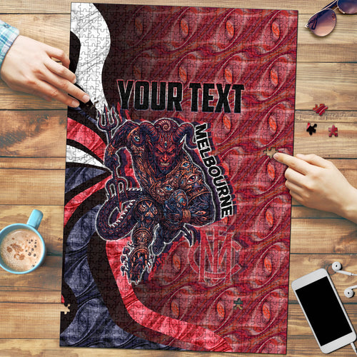 Personalised Melbourne Demons Puzzle Trippy Psychedelic Abstract Art Mascot Football Fans