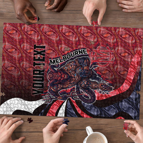 Personalised Melbourne Demons Puzzle Trippy Psychedelic Abstract Art Mascot Football Fans