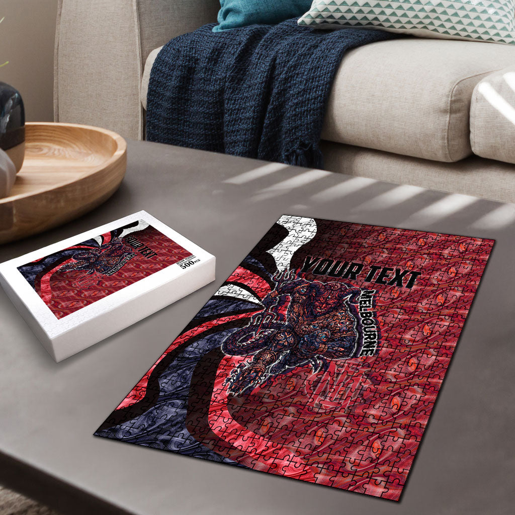 Personalised Melbourne Demons Puzzle Trippy Psychedelic Abstract Art Mascot Football Fans