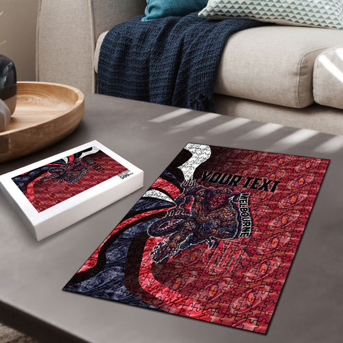 Personalised Melbourne Demons Puzzle Trippy Psychedelic Abstract Art Mascot Football Fans