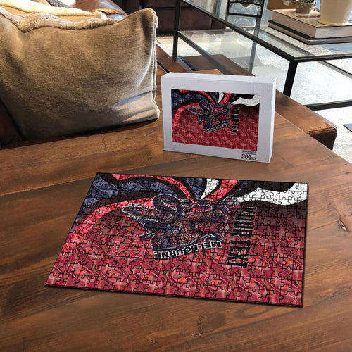 Personalised Melbourne Demons Puzzle Trippy Psychedelic Abstract Art Mascot Football Fans