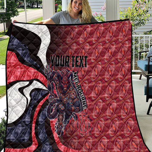 Personalised Melbourne Demons Quilt Trippy Psychedelic Abstract Art Mascot Football Fans