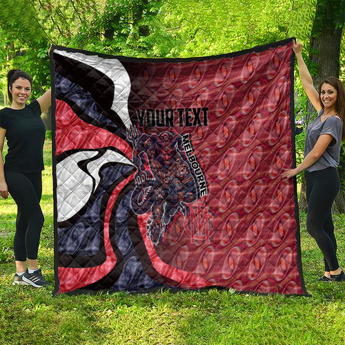 Personalised Melbourne Demons Quilt Trippy Psychedelic Abstract Art Mascot Football Fans
