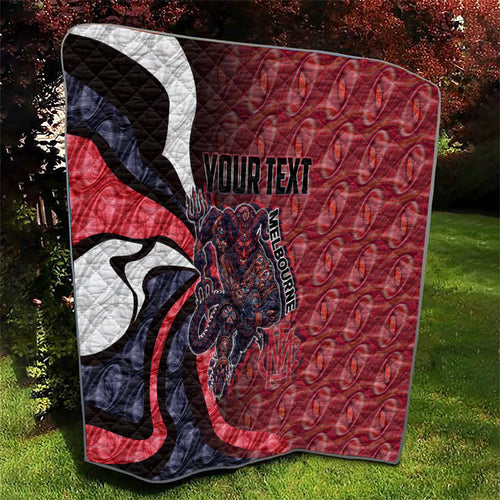 Personalised Melbourne Demons Quilt Trippy Psychedelic Abstract Art Mascot Football Fans